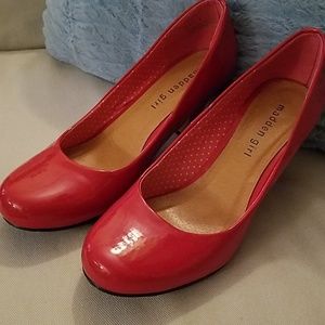 Red patent Madden Girl pumps